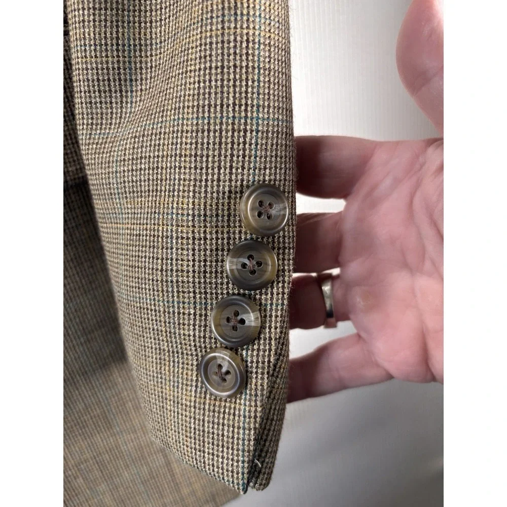 Ralph Lauren Black Label 40R Sport Coat Blazer Silk Wool Brown‎ Micro Plaid